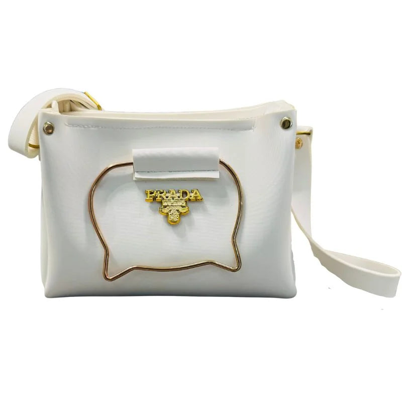 Prada Elegant Cat Handle Handbag for Girls & Ladies | Stylish Shoulder & Crossbody Bag with Gold Accents | Adjustable Strap