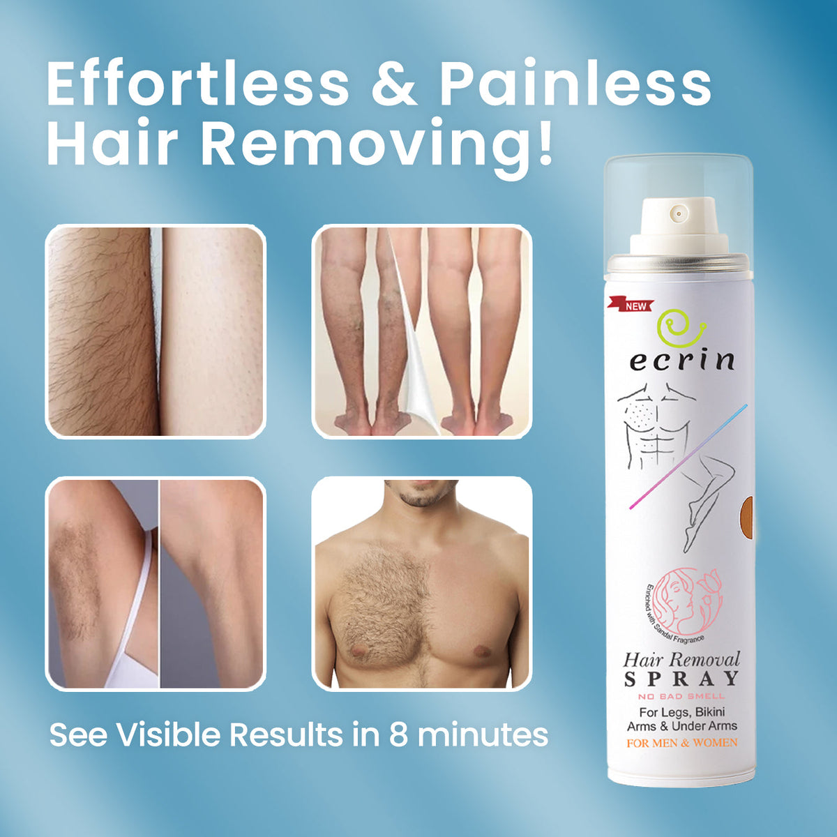 New Ecrin Hair Removal Foaming Spray - Advance Formula with Refreshing Fragrance (200ml) (FREE GIFT🎁 INCLUDED)