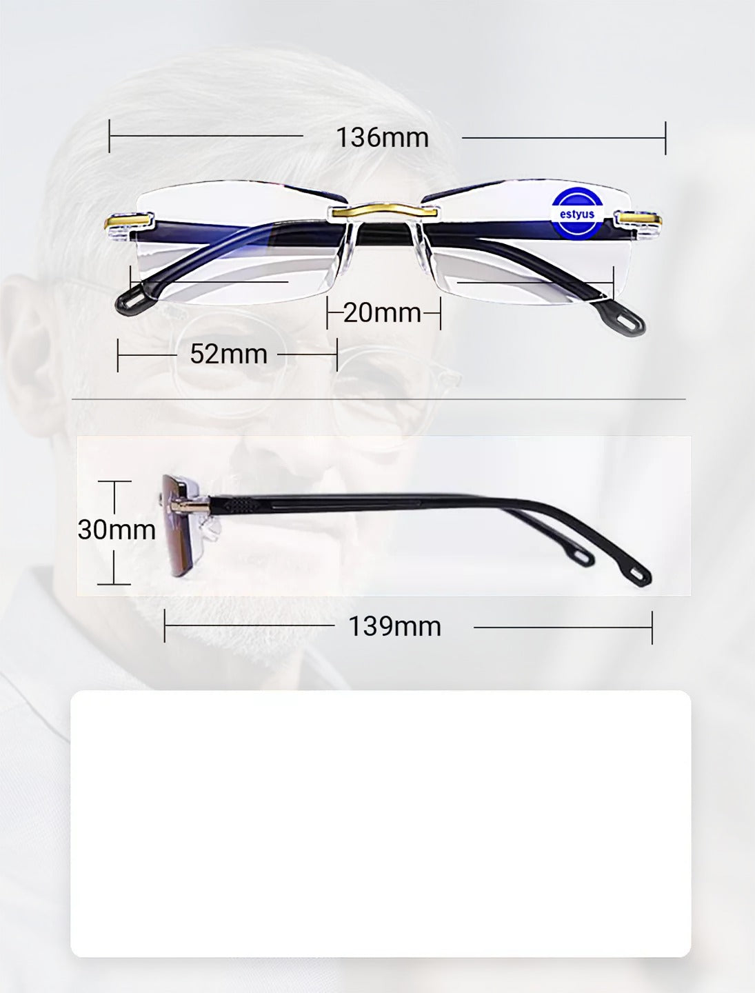Unisex Rimless Reading Glasses