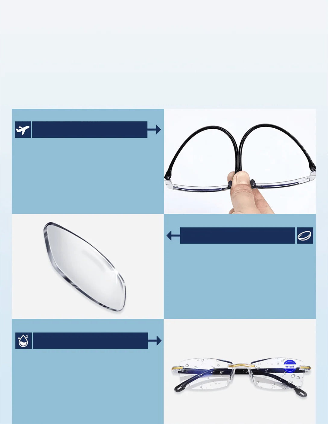 Unisex Rimless Reading Glasses