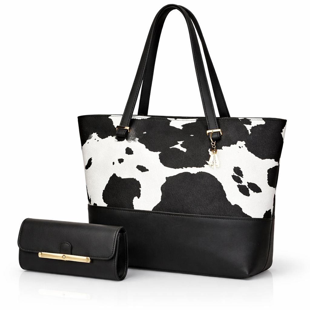 2 PCS PRIMIUM COW PRINT TOE BAG SET FOR WOMEN