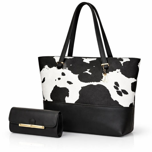2 PCS PRIMIUM COW PRINT TOE BAG SET FOR WOMEN