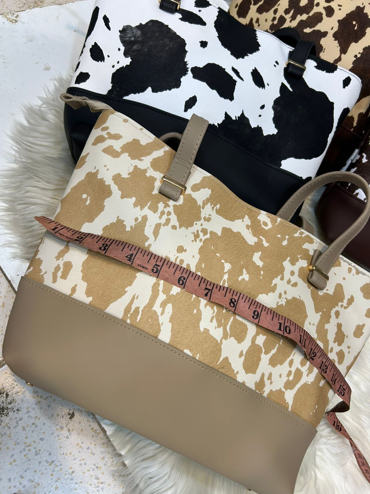 2 PCS PRIMIUM COW PRINT TOE BAG SET FOR WOMEN