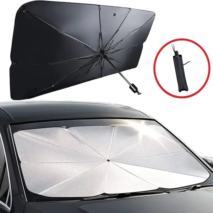 Premium Car Windshield Sun Shade Umbrella – Foldable Auto Front Window UV Reflector Blockout Shield