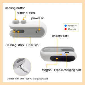 Mini Rechargeable Sealer Food Heat Bag Sealing Machine Package Sealing Bags Heat Plastic Food Bag Closing Portable Sealer