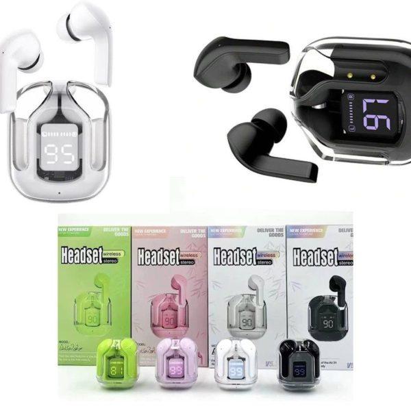 Air31 earbuds With SILICON POUCH wireless crystal Transparent and Bluetooth Air 31Type C