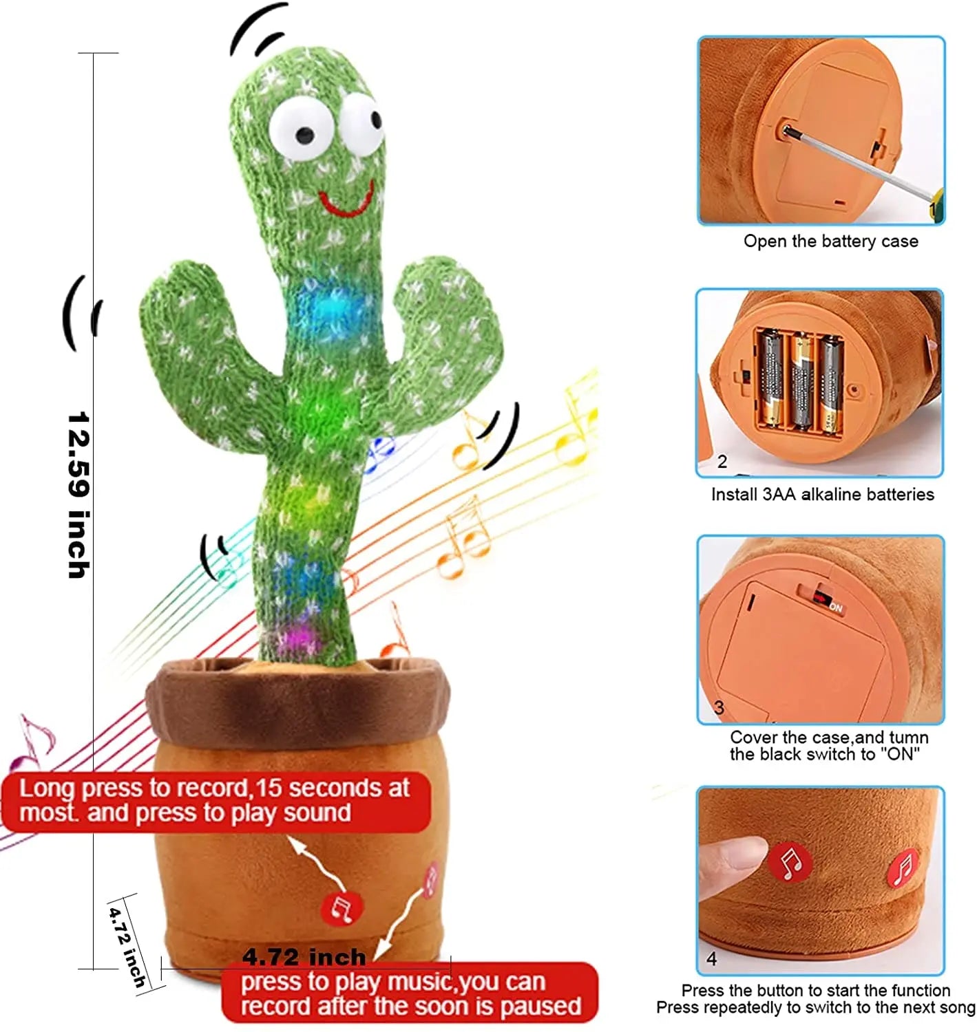 Dancing Talking Cactus Toy (Rechargeable | Pintu