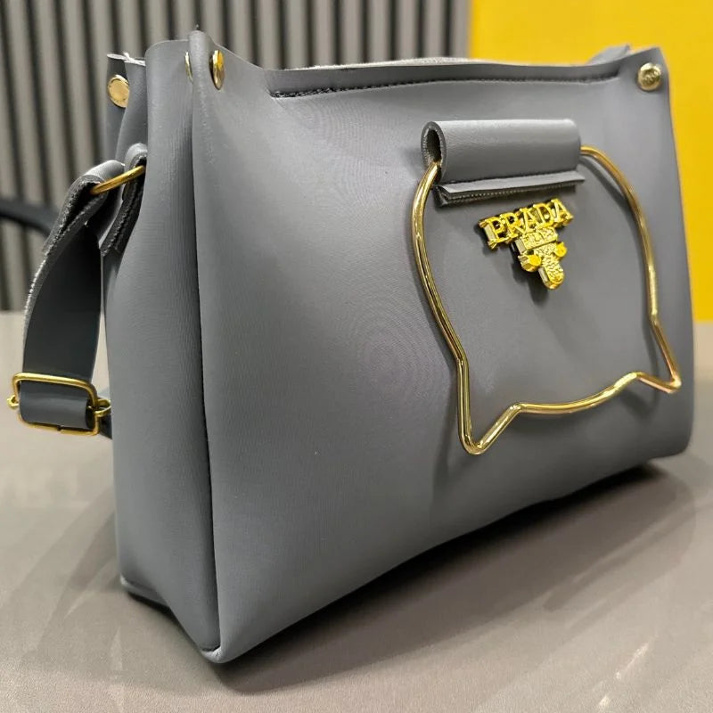 Prada Elegant Cat Handle Handbag for Girls & Ladies | Stylish Shoulder & Crossbody Bag with Gold Accents | Adjustable Strap