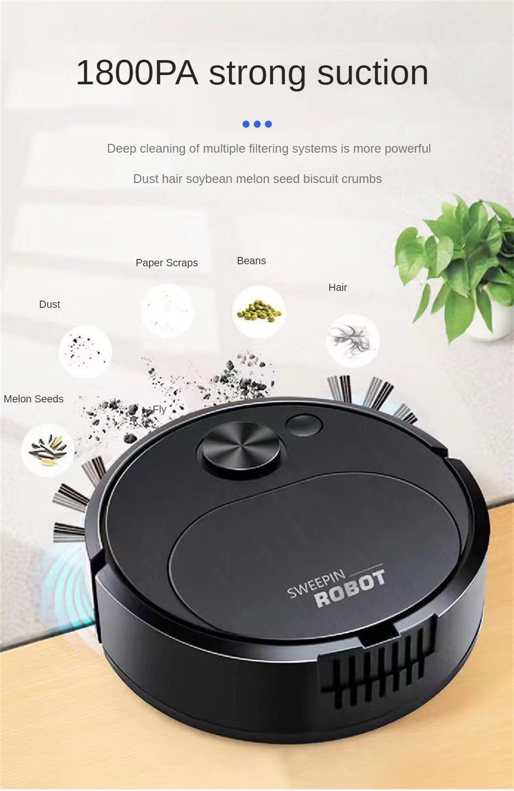 Portable Wireless Smart Mini Sweeping Robot Mopping 3 In1 Rechargeable Cleaning Machine Vacuum Cleaner For Home Office Robot