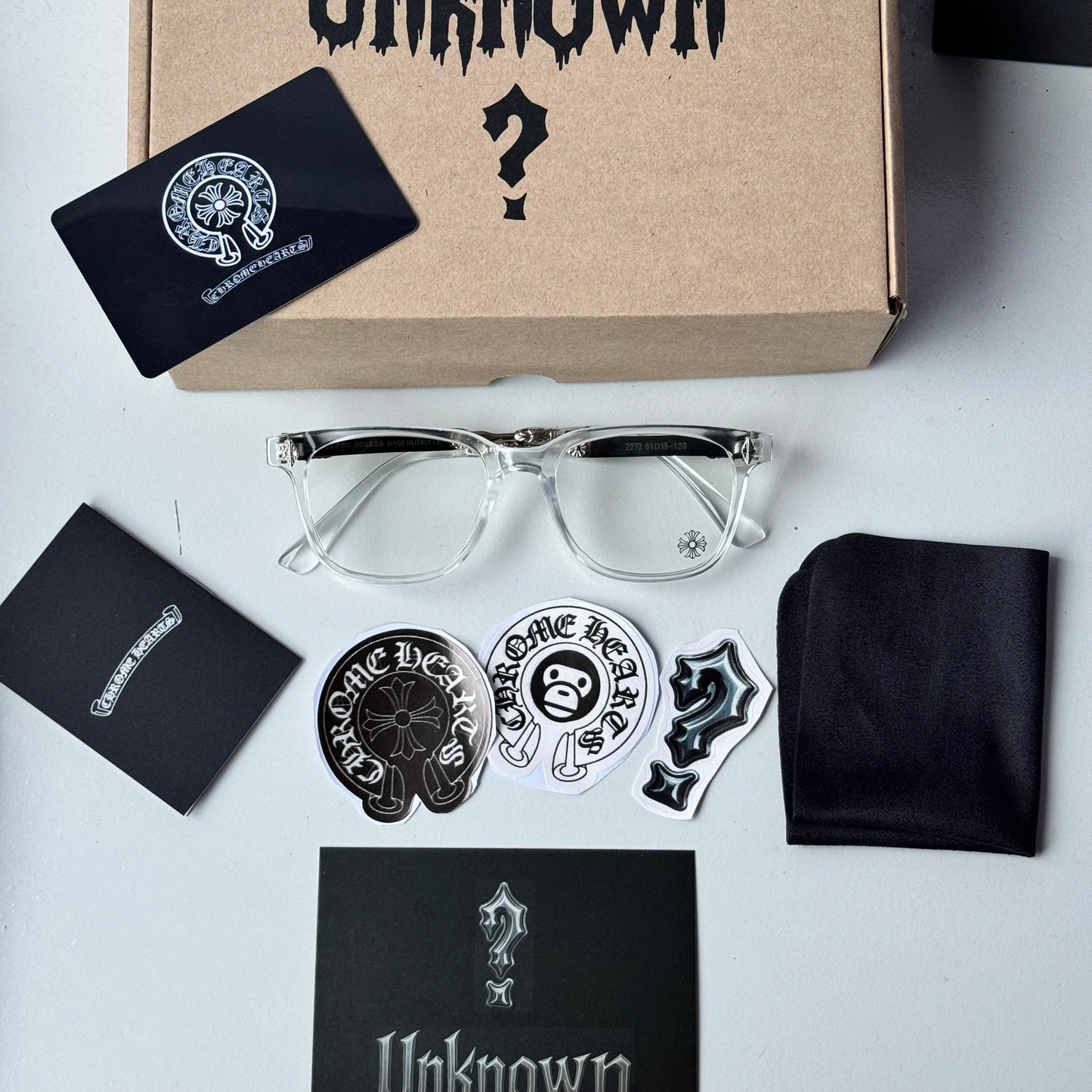 Unisex Rimless UV Crystal Chrome Glasses