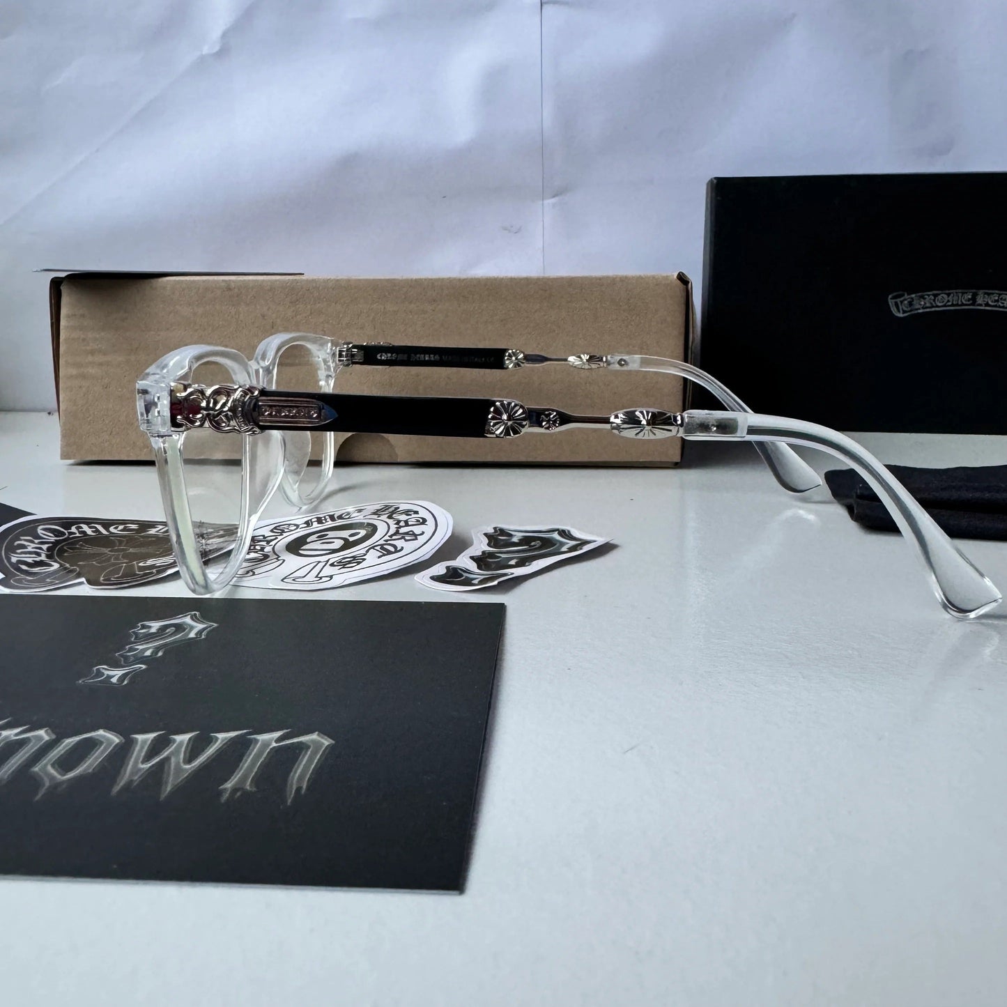 Unisex Rimless UV Crystal Chrome Glasses