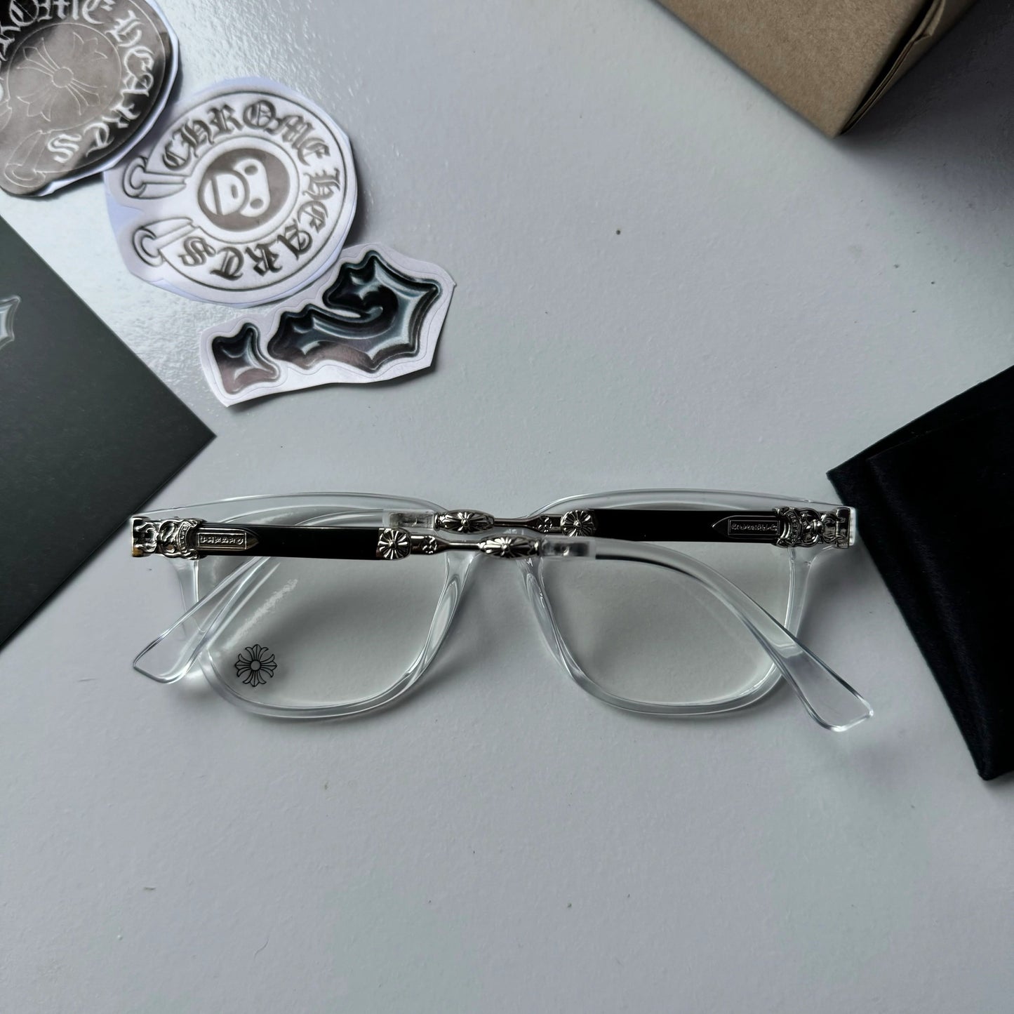 Unisex Rimless UV Crystal Chrome Glasses