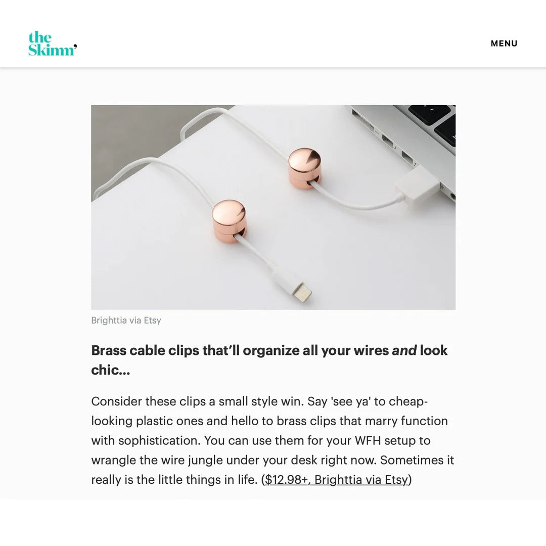 Matte Brass Wire Cord Organizer Clips