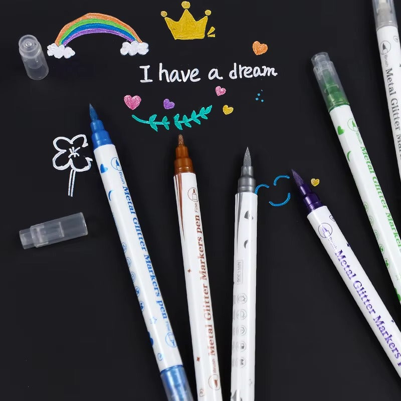 GlamGlitz Dual-Tip Nail Art Glitter Pen Set