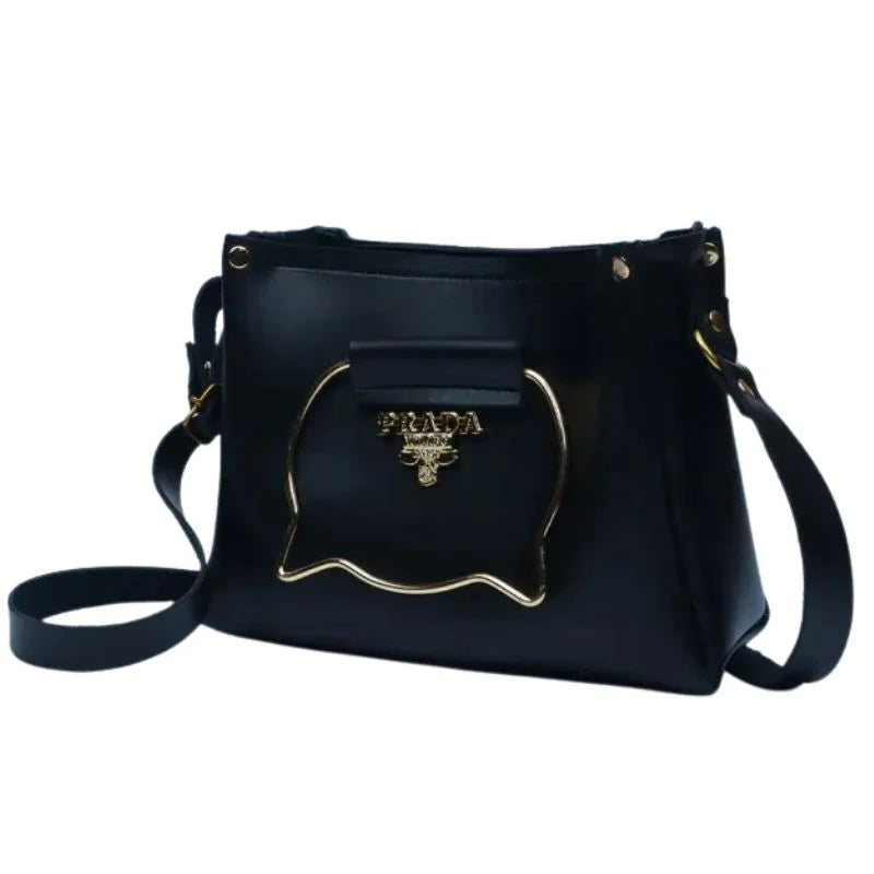 Prada Elegant Cat Handle Handbag for Girls & Ladies | Stylish Shoulder & Crossbody Bag with Gold Accents | Adjustable Strap