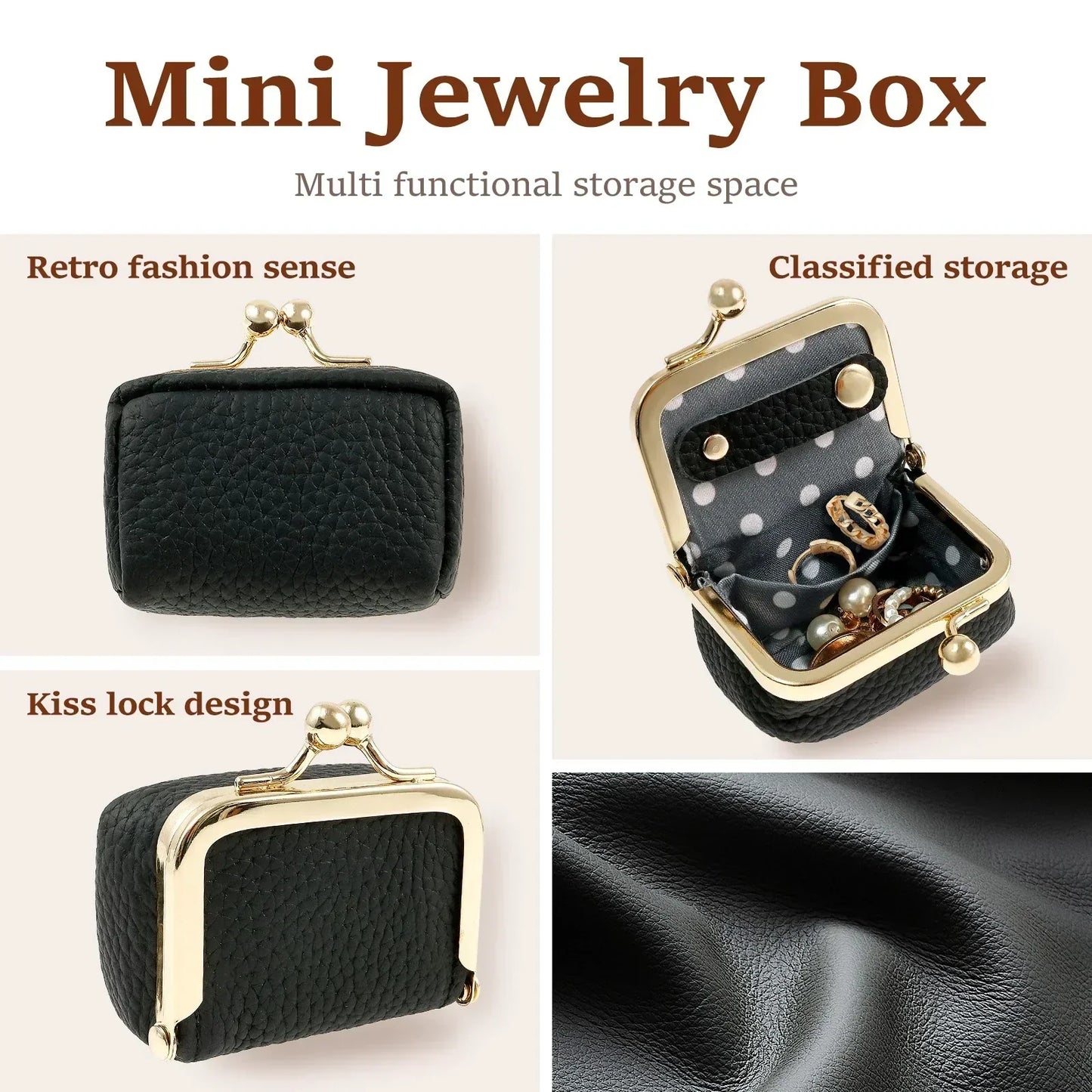 Portable Vintage-Inspired Genuine Leather Jewelry Case